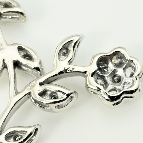 14 Karat White Gold and Diamond Floral Necklace - Picture 6 of 10
